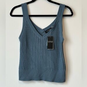 NWT Lauren Ralph Lauren Women's Cropped Sweater Tank Top Blue Size M